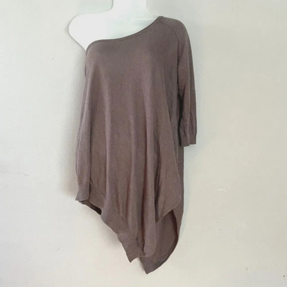 Charli London Women's Brown One Shoulder 3/4 sleeve Jumper Size 1 XS Lightweight - Picture 1 of 14